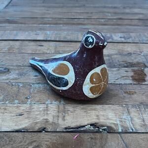 Tonala Mexican Pottery Folk Art Bird Figure 6" Hand Painted Dristressed